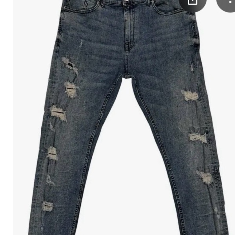 Zara Gray Straight Jeans with Distressed Details